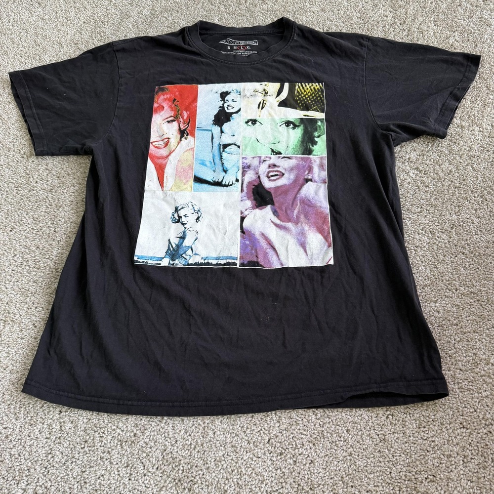 Marilyn Monroe Shirt Mens Large Black Pop Art Portrait Graphic Tee T-Shirt
